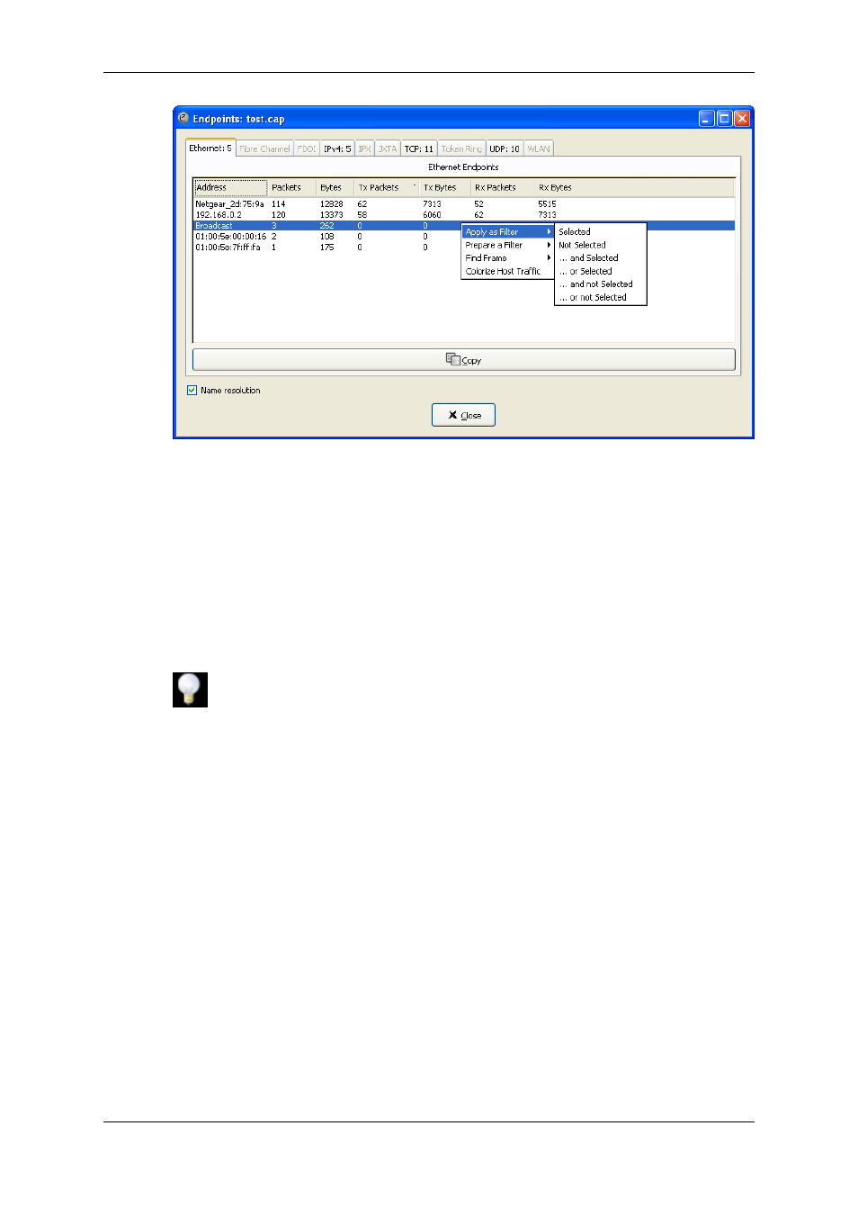 The protocol specific "endpoint list" windows, Windows | Lucent Technologies Ethereal User Manual | Page 147 / 199