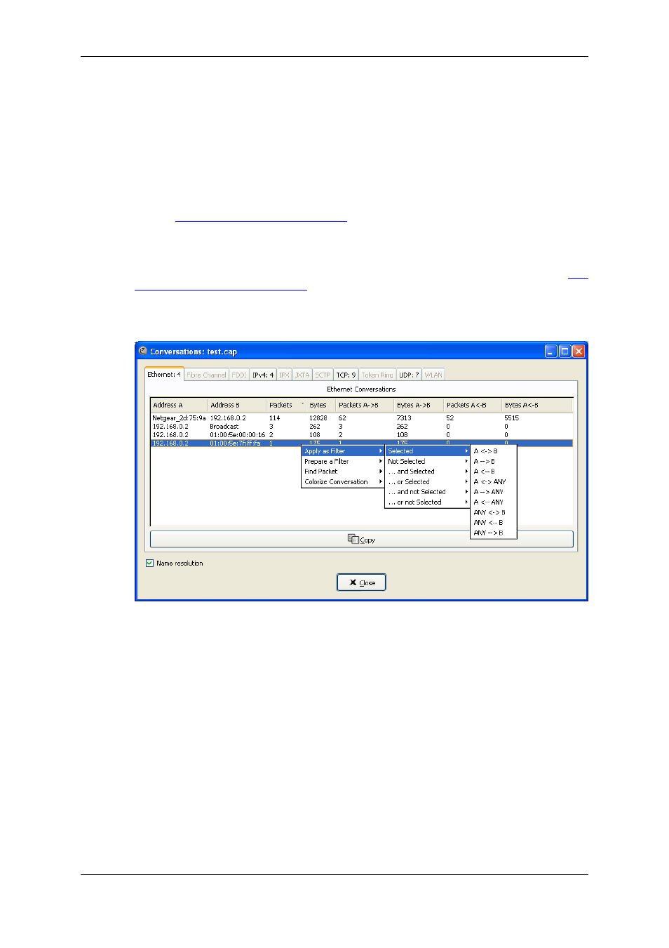 Conversations, What is a conversation, The "conversations" window | The protocol specific "conversation list" windows, Tion 8.5.2, “the "conversations" window, Section 8.5.3, “the protocol specific "conversa, Tion list" windows | Lucent Technologies Ethereal User Manual | Page 148 / 199