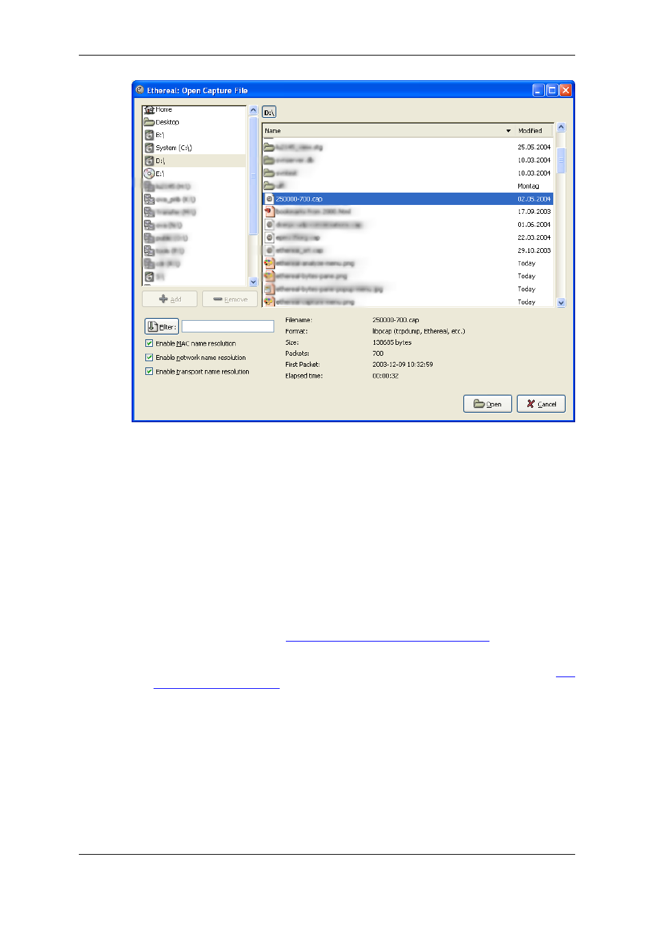 Input file formats, Section 5.2.2, “input file formats | Lucent Technologies Ethereal User Manual | Page 93 / 199