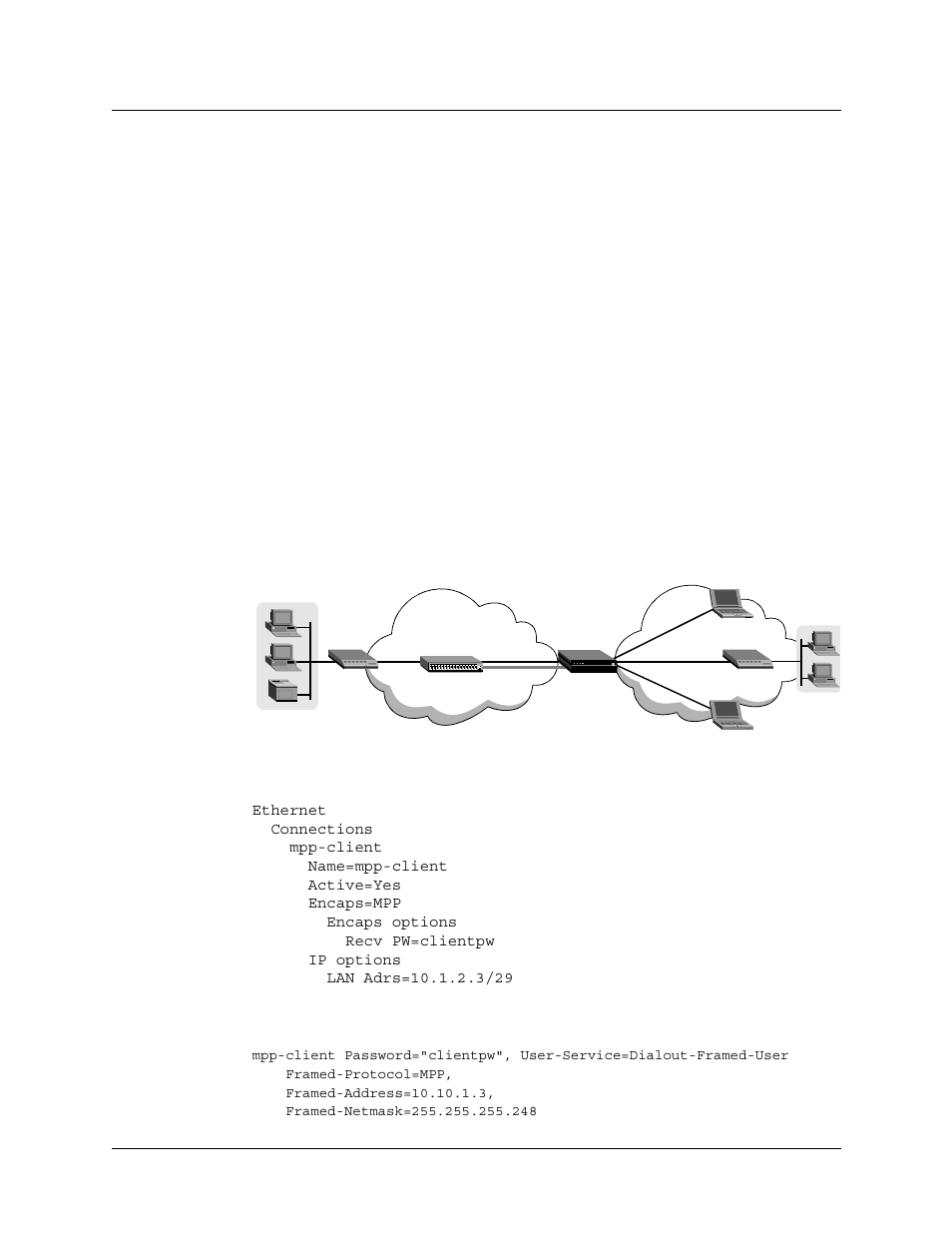 Routing parameters in radius, Examples of a gateway configuration, Figure 5-8 frame relay gateway -20 | Lucent Technologies 6000 User Manual | Page 268 / 586