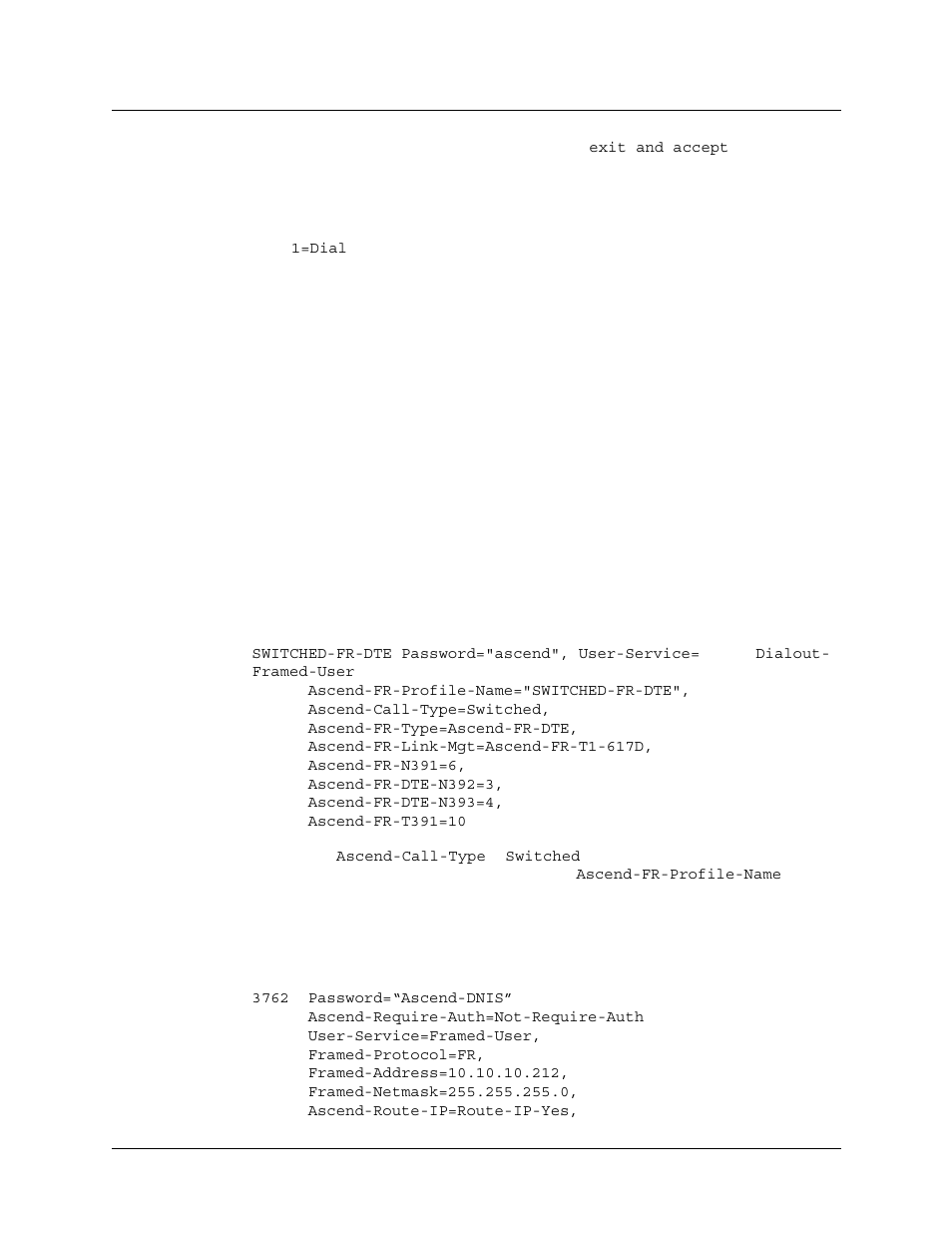 Establishing the connection, Configuring 64 switched frame relay connections, Sample radius frame relay data link profile | Sample radius dnis profile, Establishing the connection -36 | Lucent Technologies 6000 User Manual | Page 284 / 586