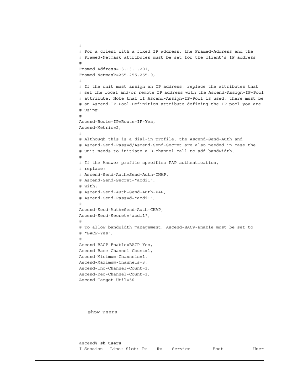 Changes to show users command, Changes to show users command -47 | Lucent Technologies 6000 User Manual | Page 333 / 586