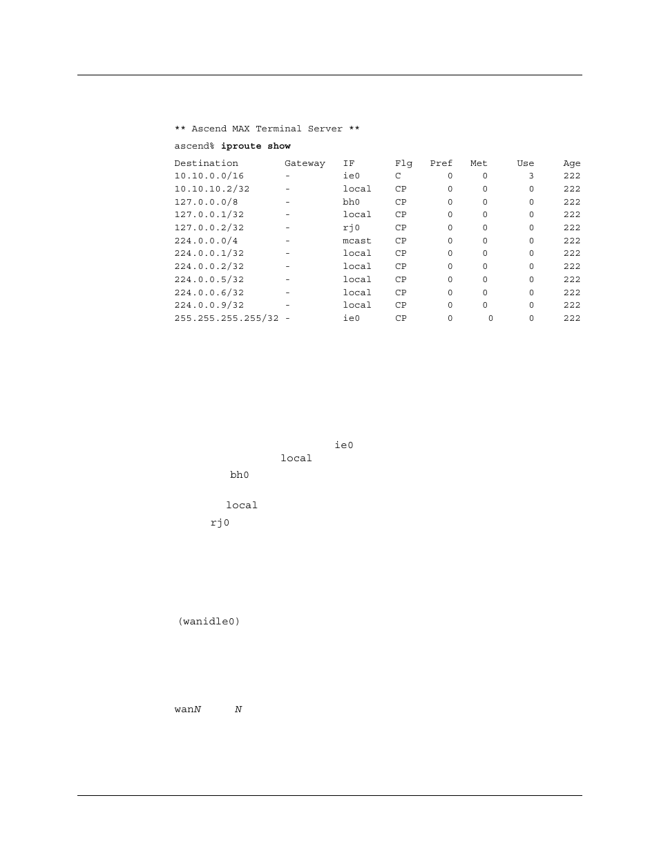 Wan ip interfaces, Wan ip interfaces -5, Figure 9-3 typical routing table -5 | Lucent Technologies 6000 User Manual | Page 369 / 586