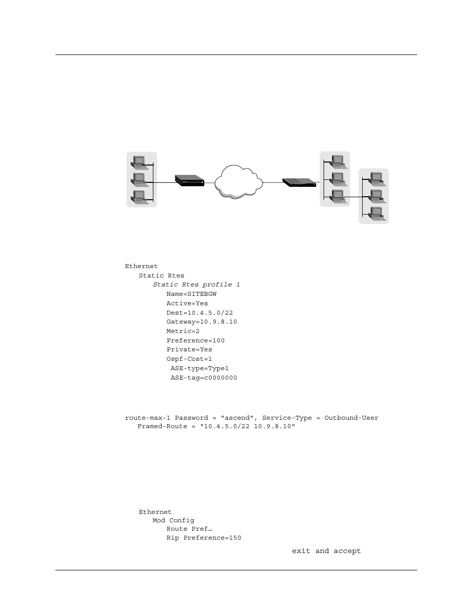 Defining a static route to a remote subnet, Example of route preferences configuration | Lucent Technologies 6000 User Manual | Page 424 / 586