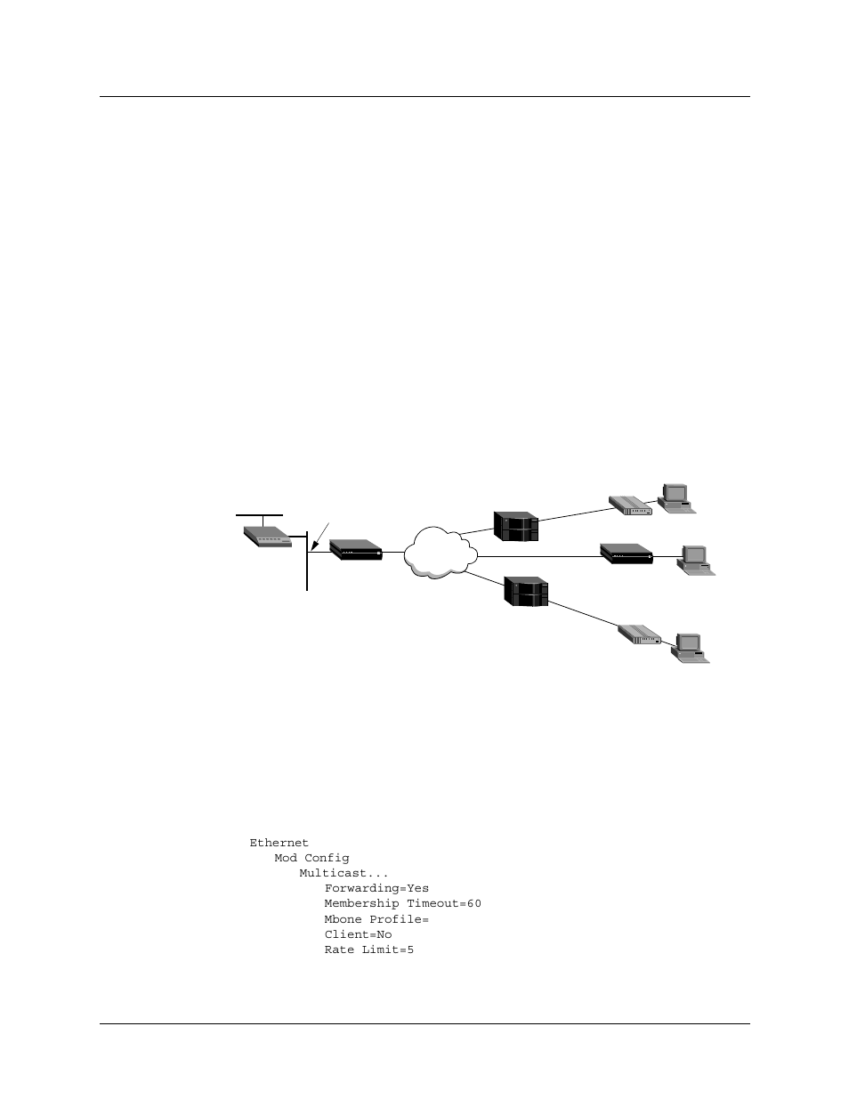 Examples of multicast forwarding configuration, Forwarding from an mbone router on ethernet, Examples of multicast forwarding configuration -5 | Forwarding from an mbone router on ethernet -5 | Lucent Technologies 6000 User Manual | Page 431 / 586
