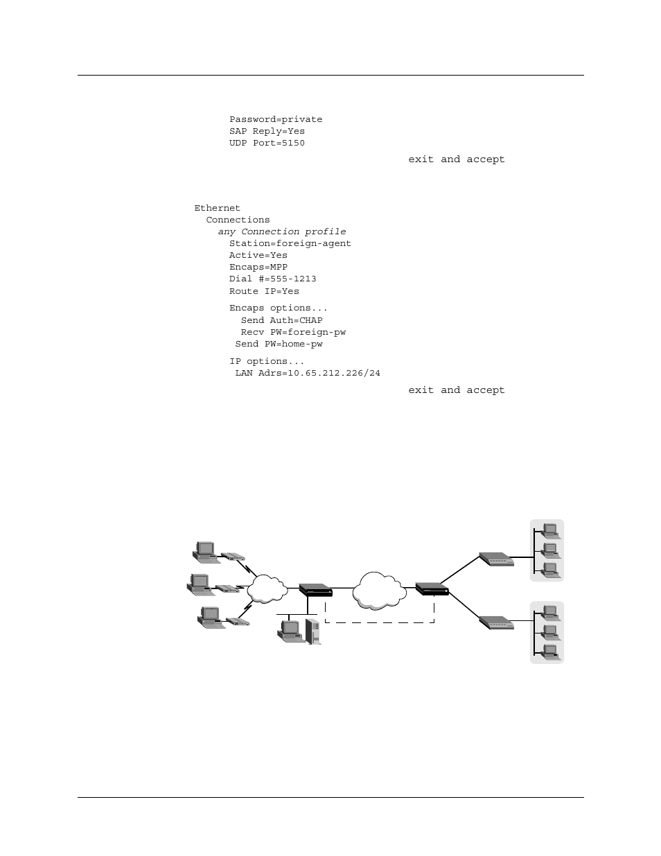 Configuring a home agent in gateway mode, Configuring a home agent in gateway mode -15, Figure 11-4 home agent in gateway mode -15 | Lucent Technologies 6000 User Manual | Page 449 / 586
