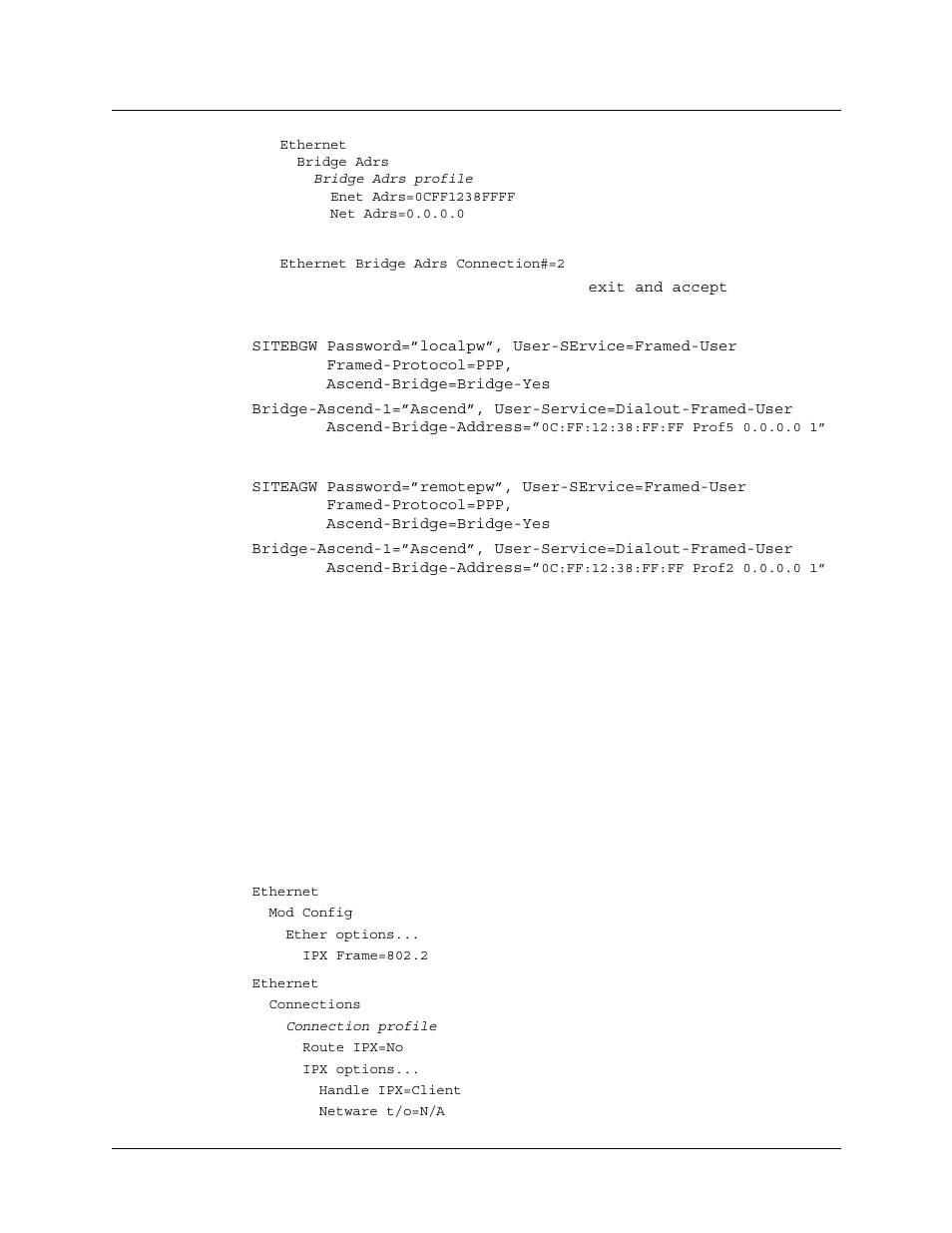 Ipx bridged configurations, The ipx bridging parameters, Ipx bridged configurations -12 | The ipx bridging parameters -12 | Lucent Technologies 6000 User Manual | Page 532 / 586