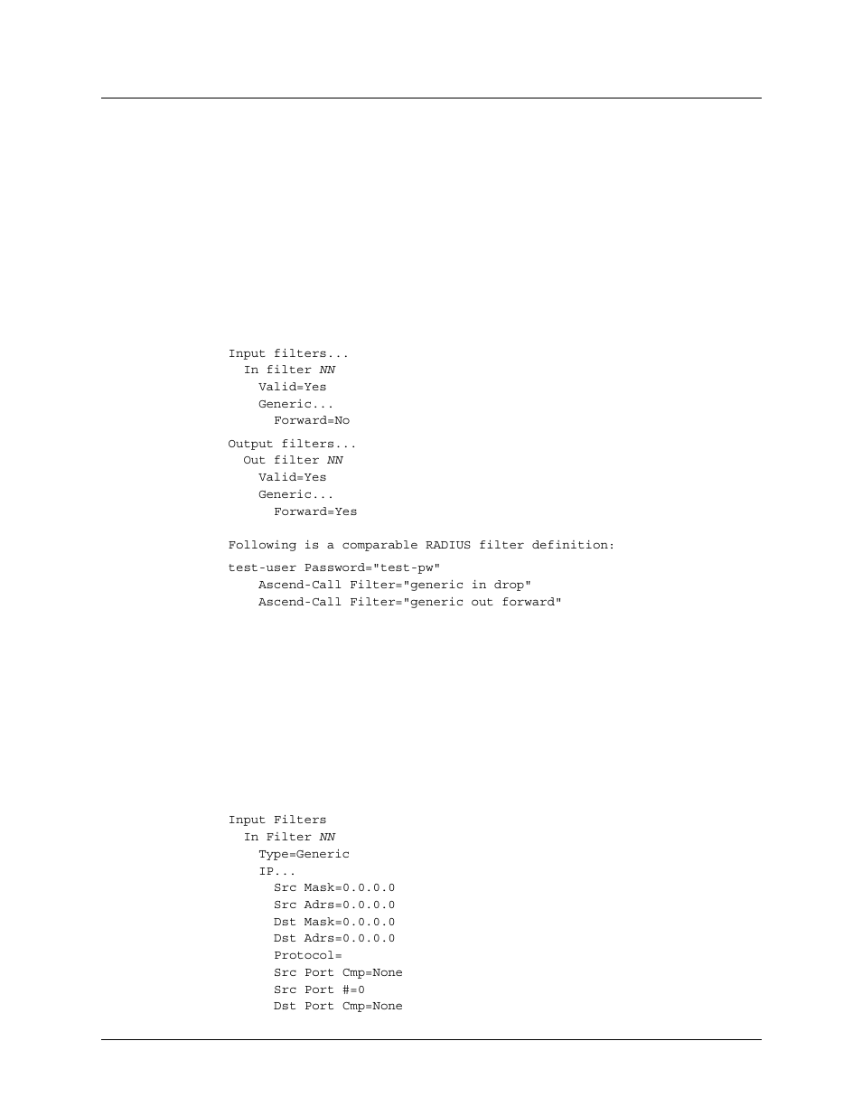 Examples of a generic call filter, Defining ip filters, Settings in a local filter profile | Examples of a generic call filter -11, Defining ip filters -11, Settings in a local filter profile -11 | Lucent Technologies 6000 User Manual | Page 547 / 586