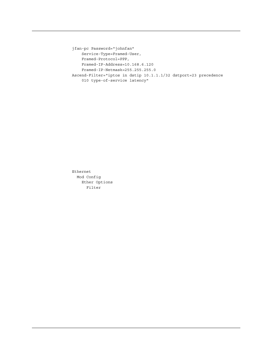 Example of applying a filter to a lan interface | Lucent Technologies 6000 User Manual | Page 565 / 586