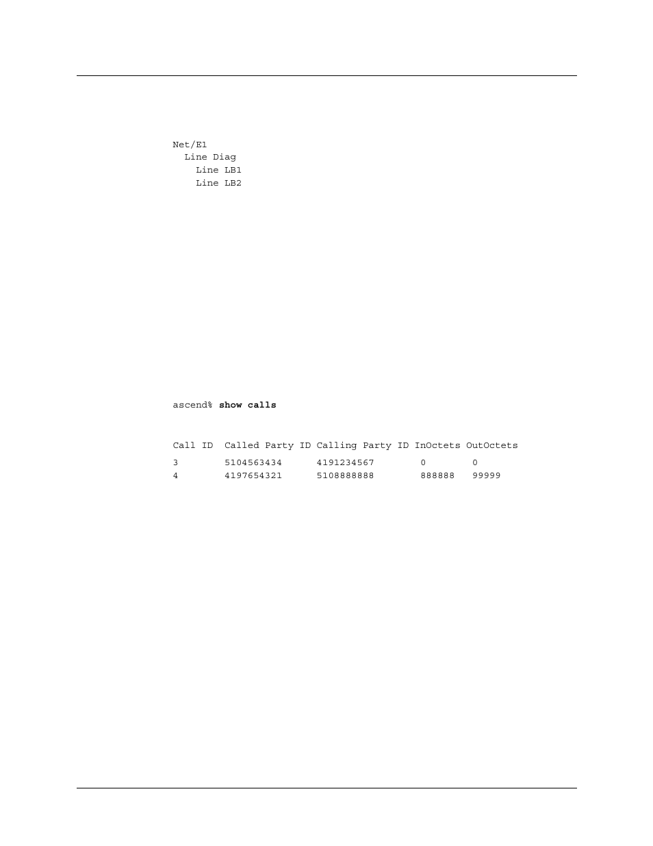 Performing e1 line diagnostics, Isdn call information | Lucent Technologies 6000 User Manual | Page 72 / 586