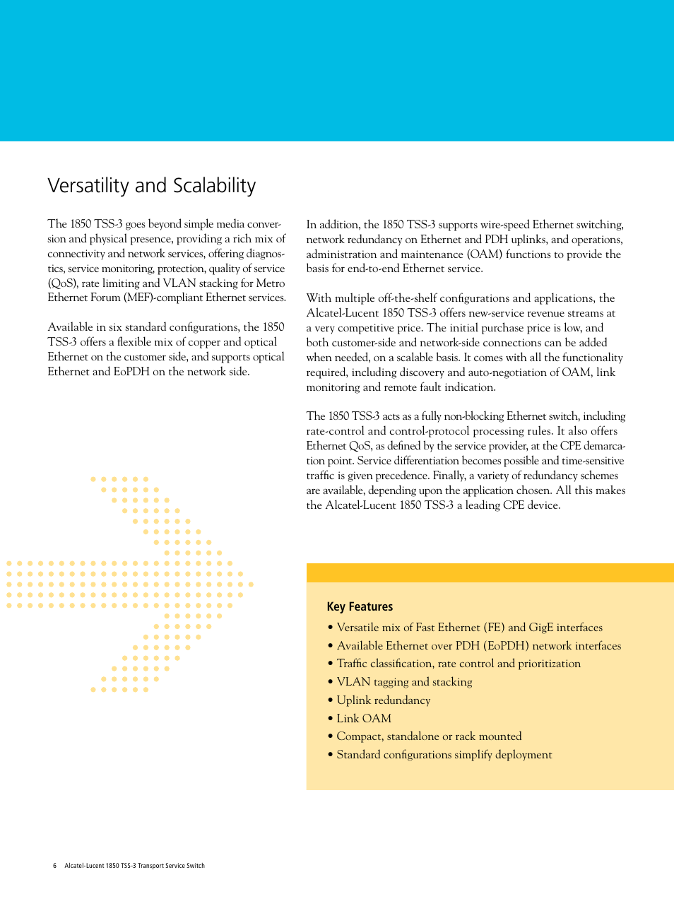 Versatility and scalability | Lucent Technologies 1850 TSS-3 User Manual | Page 6 / 8