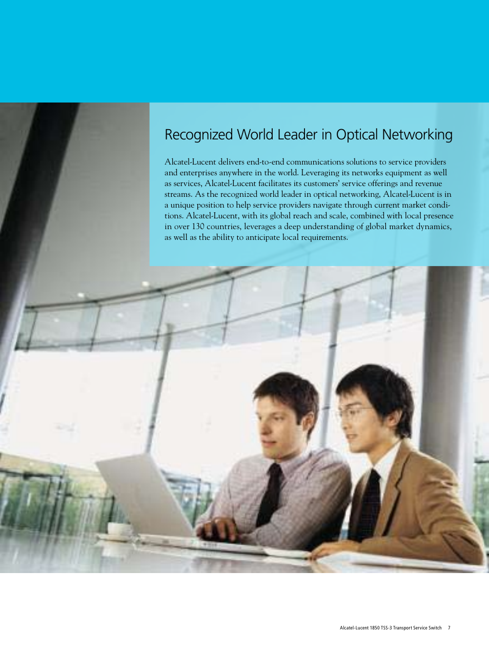 Recognized world leader in optical networking | Lucent Technologies 1850 TSS-3 User Manual | Page 7 / 8