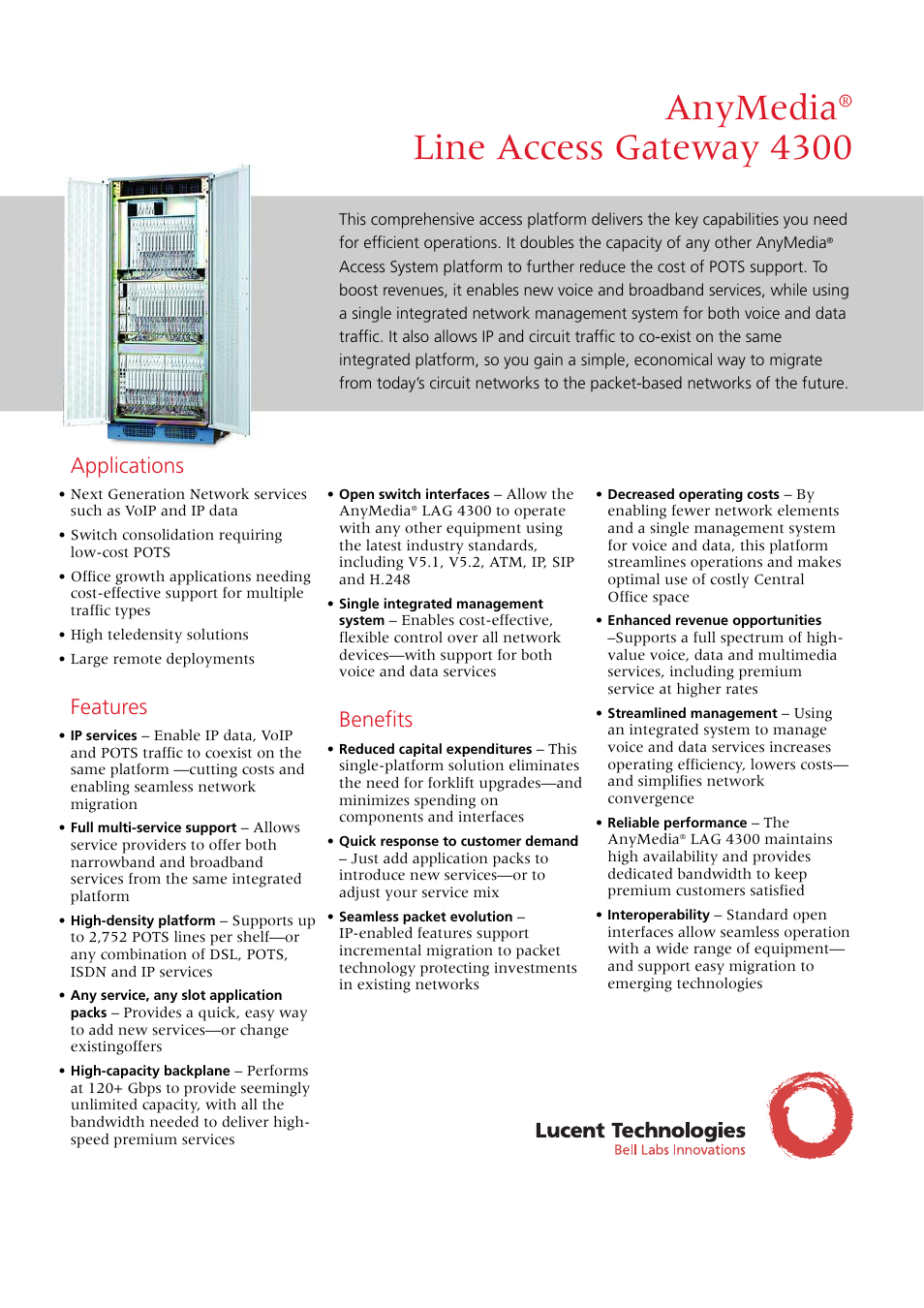 Lucent Technologies AnyMedia 4300 User Manual | 2 pages
