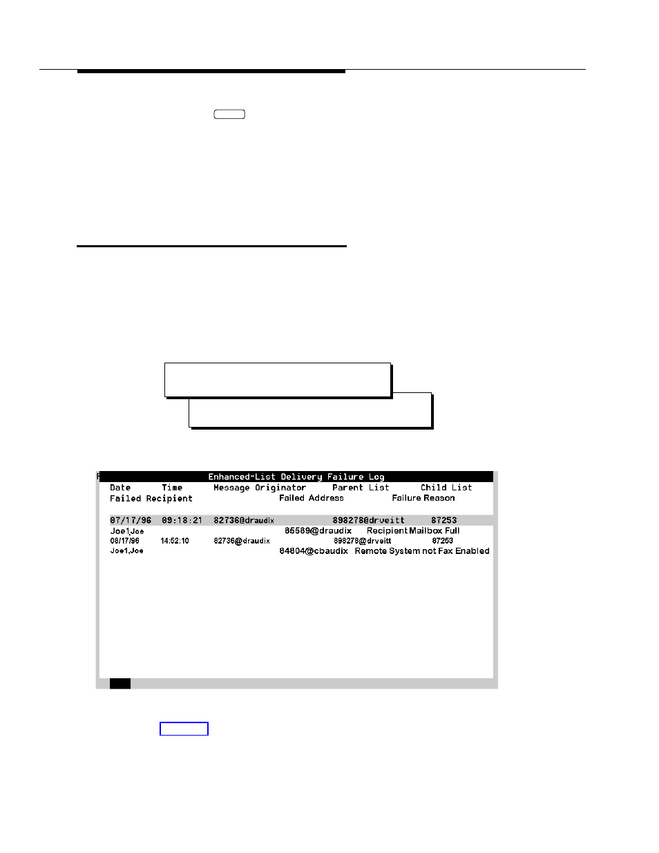 Checking the delivery failure log | Lucent Technologies INTUITY Messaging Solutions Enhanced-List Application 585-310-575 User Manual | Page 62 / 80