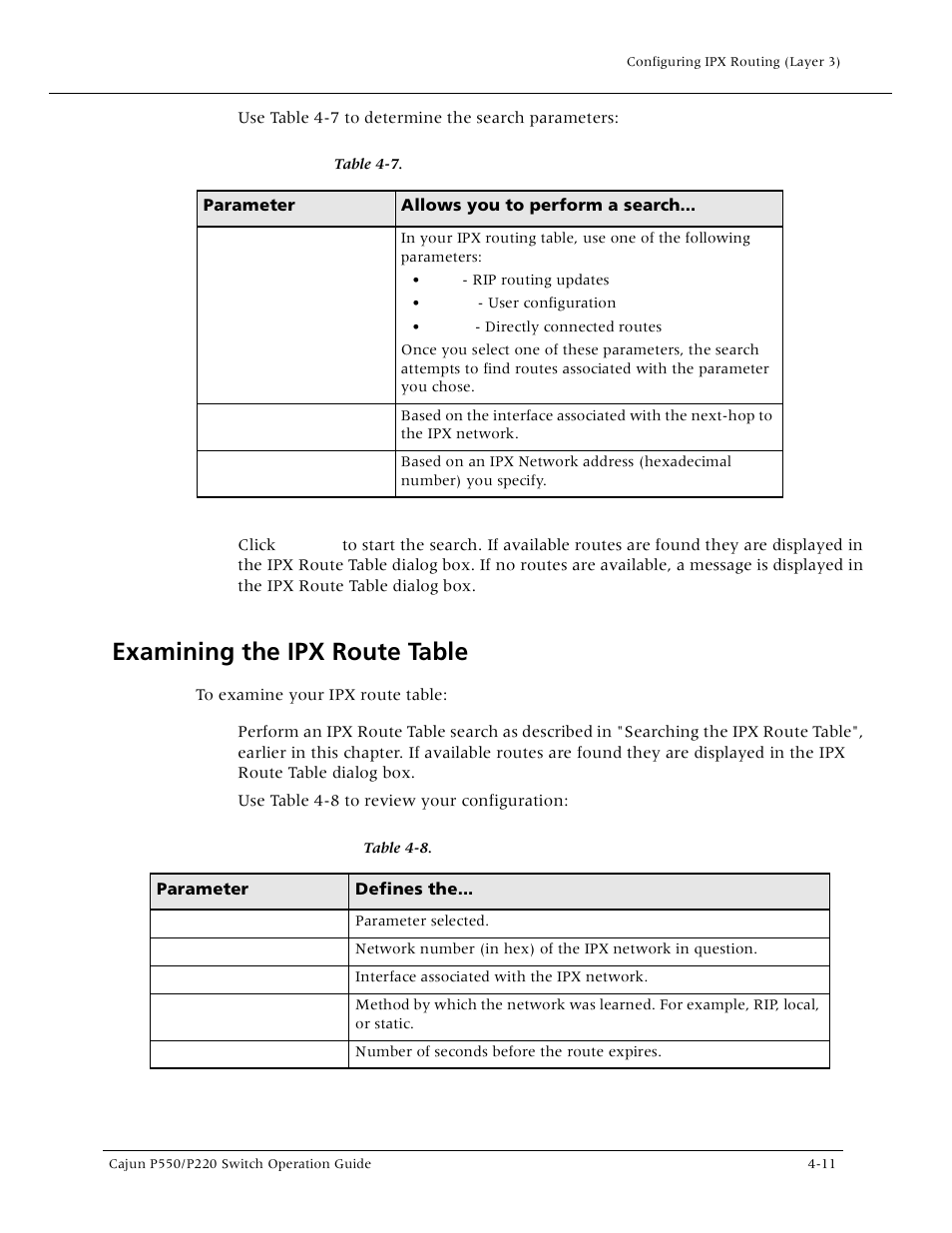 Examining the ipx route table, Examining the ipx route table -11, Examining the ipx route tabl | Lucent Technologies P550 User Manual | Page 107 / 335