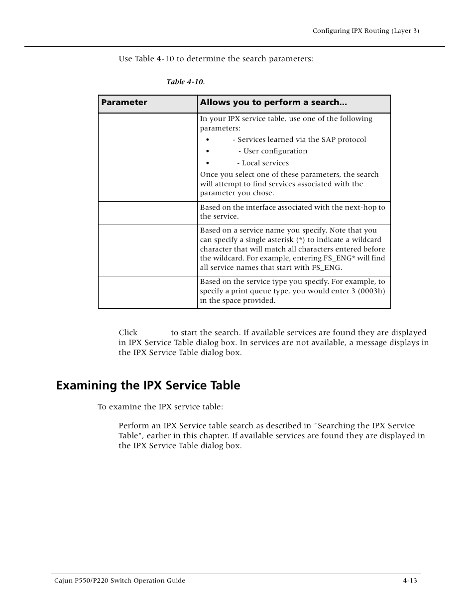 Examining the ipx service table, Examining the ipx service table -13, Examining the ipx service tabl | Lucent Technologies P550 User Manual | Page 109 / 335