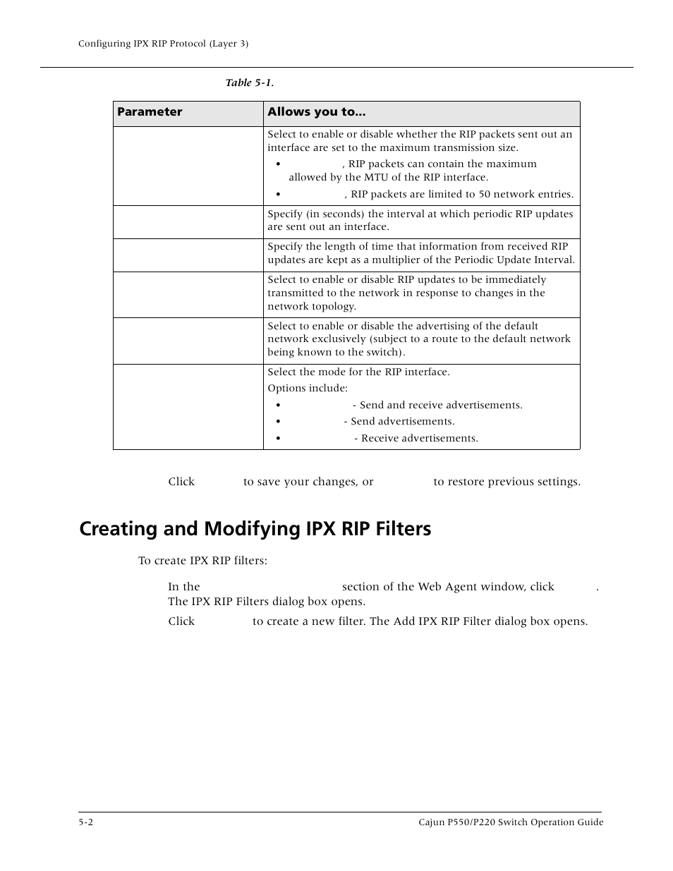 Creating and modifying ipx rip filters, Creating and modifying ipx rip filters -2 | Lucent Technologies P550 User Manual | Page 114 / 335