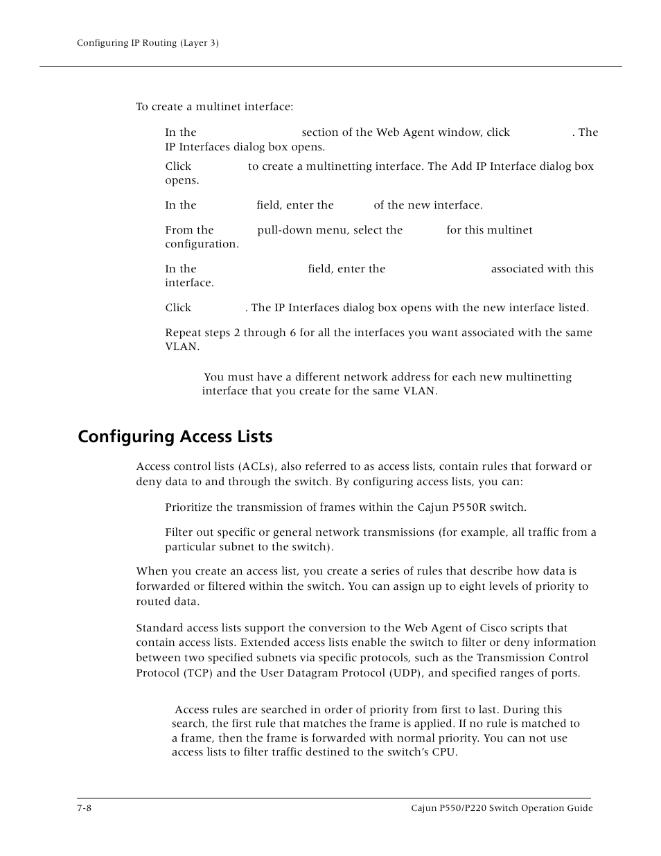 Configuring access lists, Configuring access lists -8, Configuring access list | Lucent Technologies P550 User Manual | Page 134 / 335