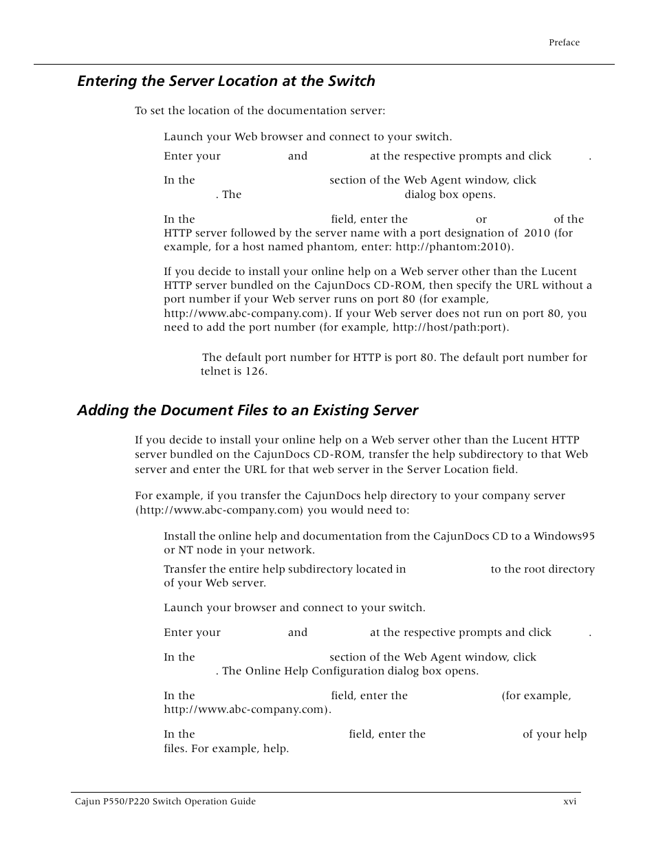 Entering the server location at the switch, Adding the document files to an existing server | Lucent Technologies P550 User Manual | Page 15 / 335