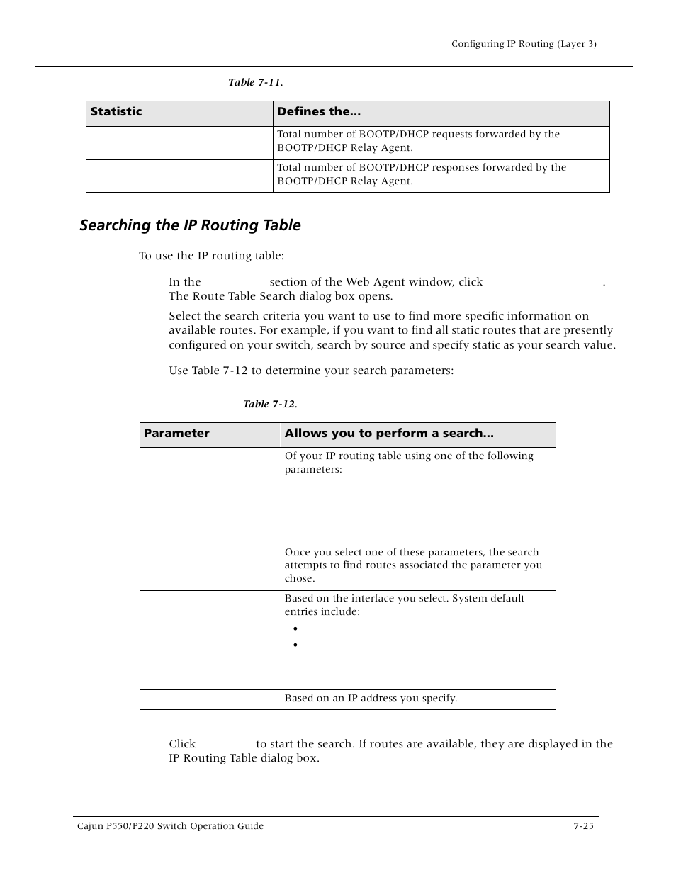 Searching the ip routing table, Searching the ip routing table -25, Searching the ip routing tabl | Lucent Technologies P550 User Manual | Page 151 / 335