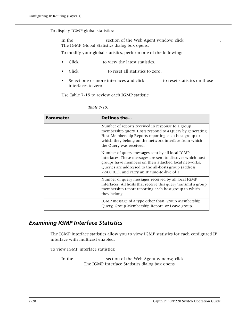 Examining igmp interface statistics, Examining igmp interface statistic | Lucent Technologies P550 User Manual | Page 154 / 335