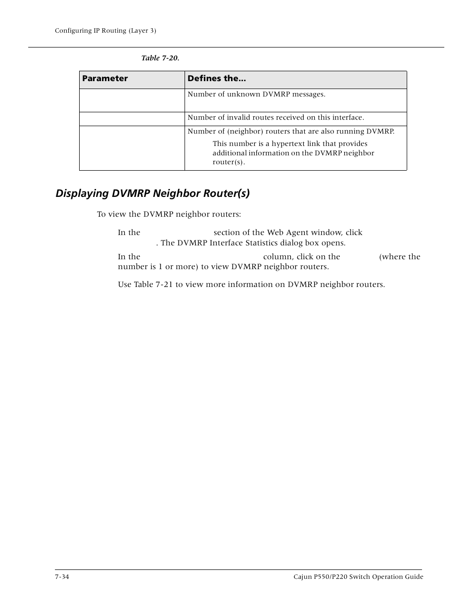 Displaying dvmrp neighbor router(s), Displaying dvmrp neighbor router(s) -34 | Lucent Technologies P550 User Manual | Page 160 / 335