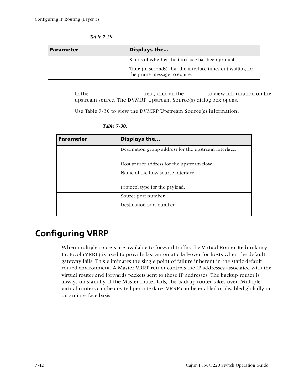 Configuring vrrp, Configuring vrrp -42 | Lucent Technologies P550 User Manual | Page 168 / 335