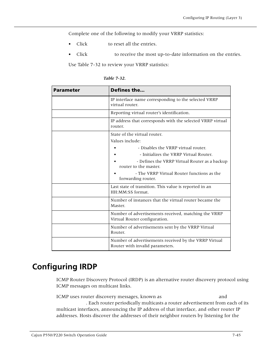 Configuring irdp, Configuring irdp -45 | Lucent Technologies P550 User Manual | Page 171 / 335