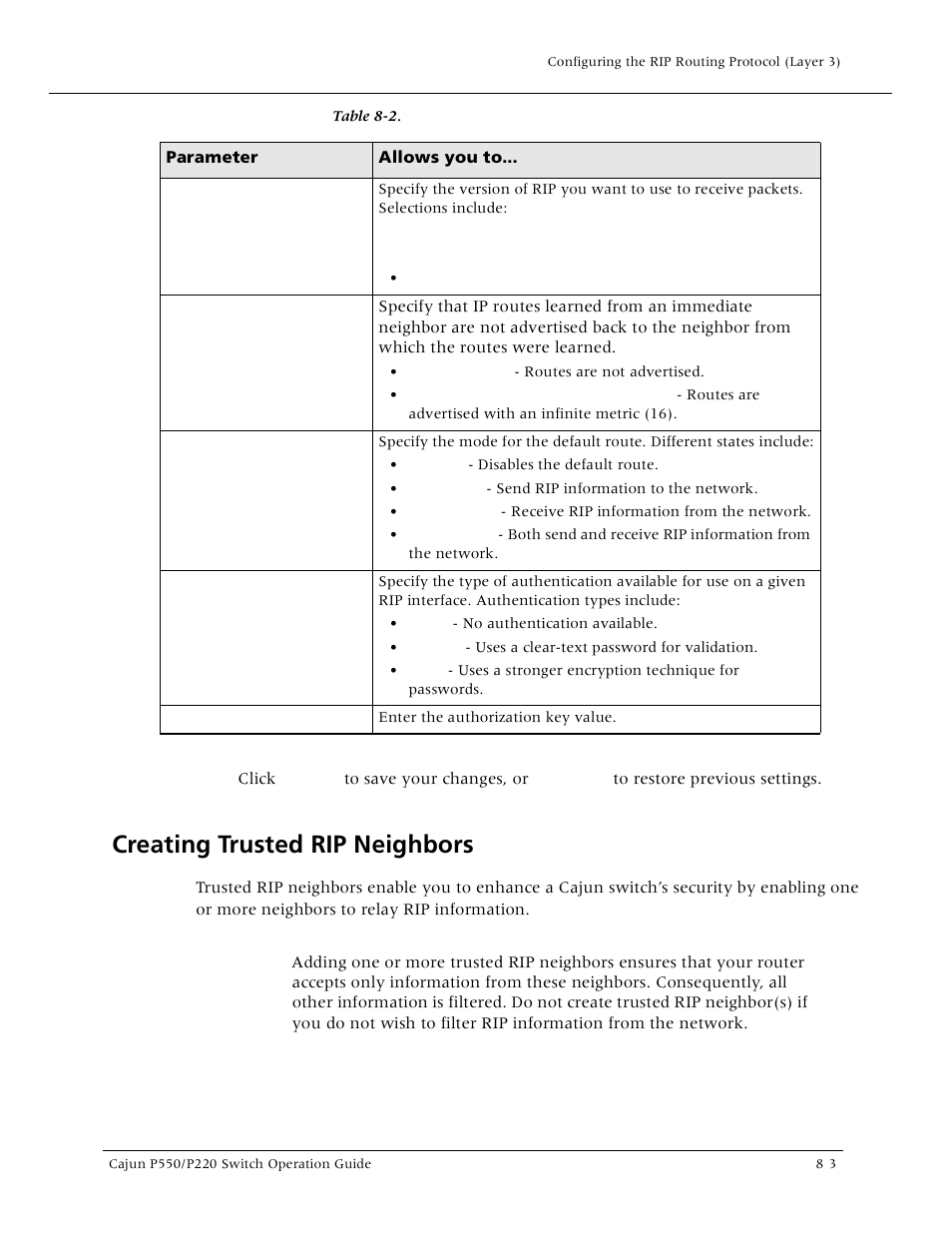 Creating trusted rip neighbors, Creating trusted rip neighbors -3, Creating trusted rip neighbor | Lucent Technologies P550 User Manual | Page 181 / 335