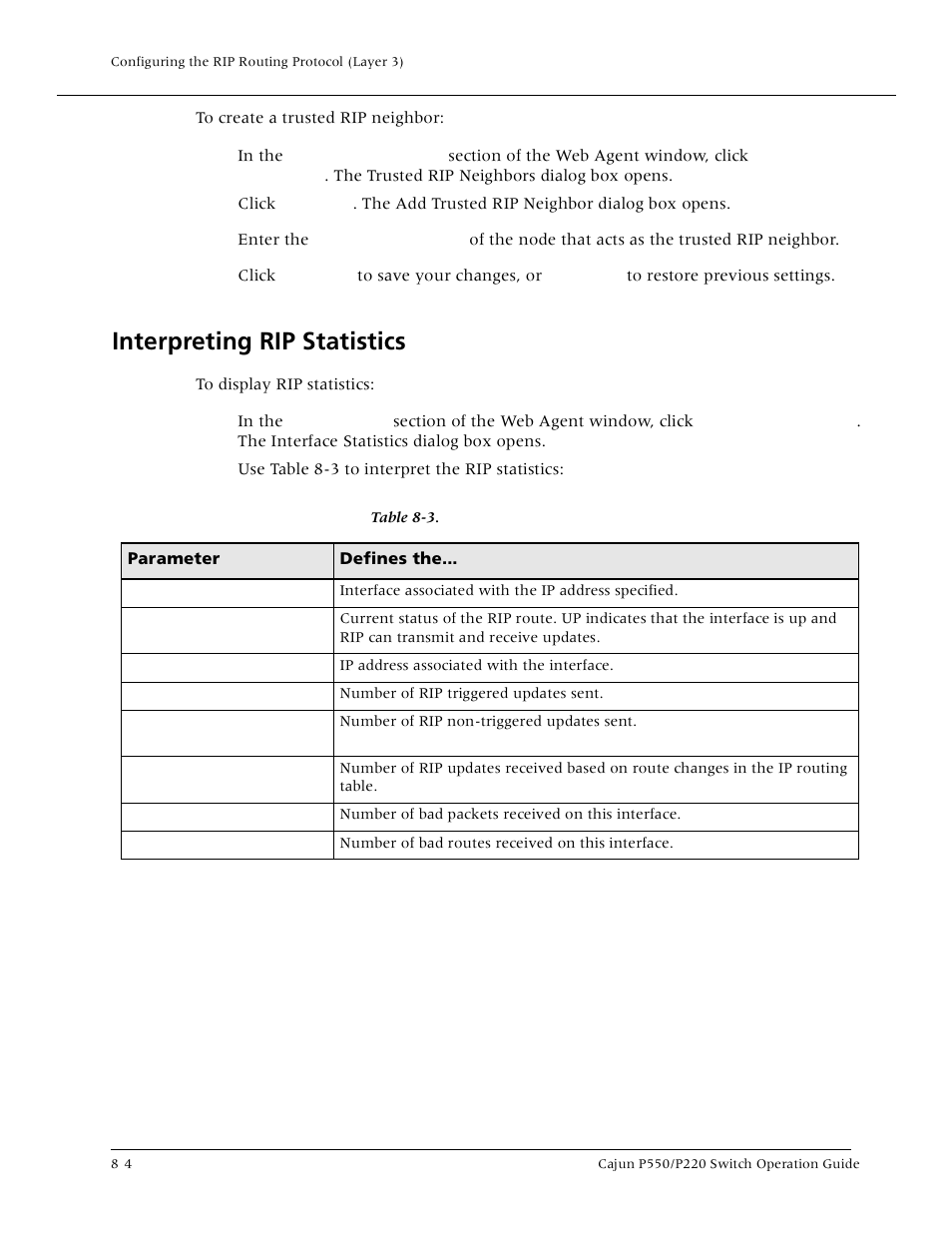 Interpreting rip statistics, Interpreting rip statistics -4, Interpreting rip statistic | Lucent Technologies P550 User Manual | Page 182 / 335