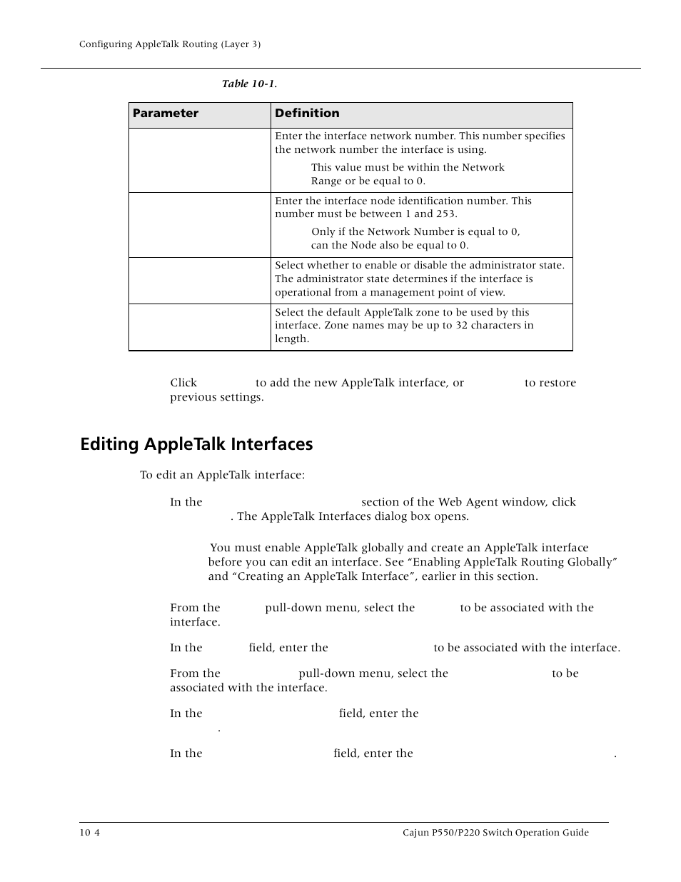 Editing appletalk interfaces, Editing appletalk interfaces -4 | Lucent Technologies P550 User Manual | Page 202 / 335