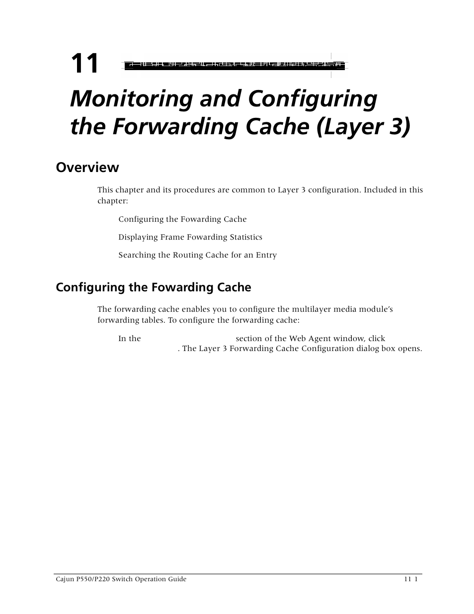 Configuring the fowarding cache, Overview -1, Configuring the fowarding cache -1 | Overview | Lucent Technologies P550 User Manual | Page 217 / 335