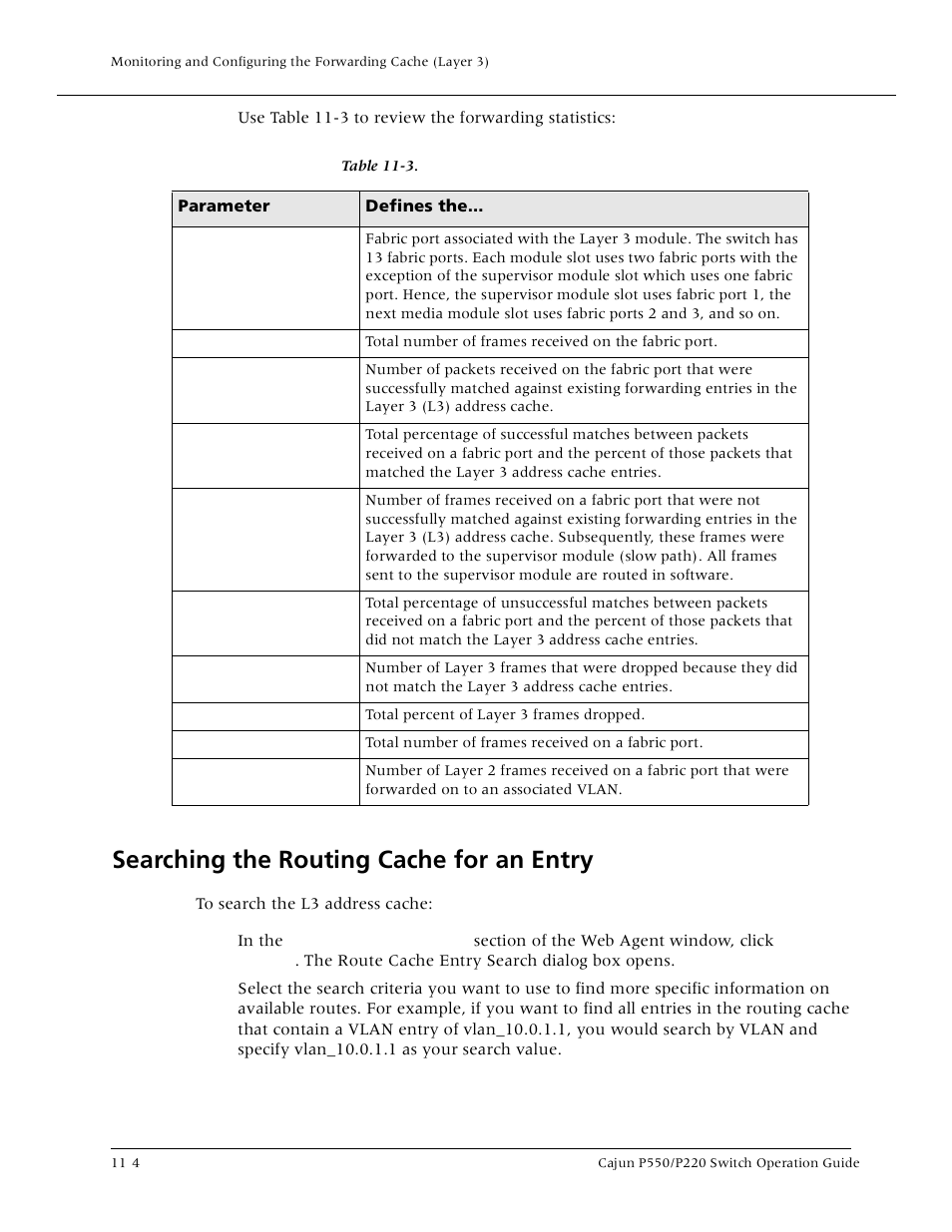 Searching the routing cache for an entry, Searching the routing cache for an entry -4 | Lucent Technologies P550 User Manual | Page 220 / 335