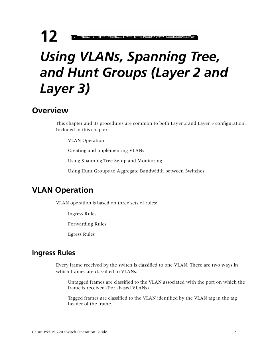 Vlan operation, Ingress rules, Overview -1 vlan operation -1 | Ingress rules -1, Overview | Lucent Technologies P550 User Manual | Page 223 / 335