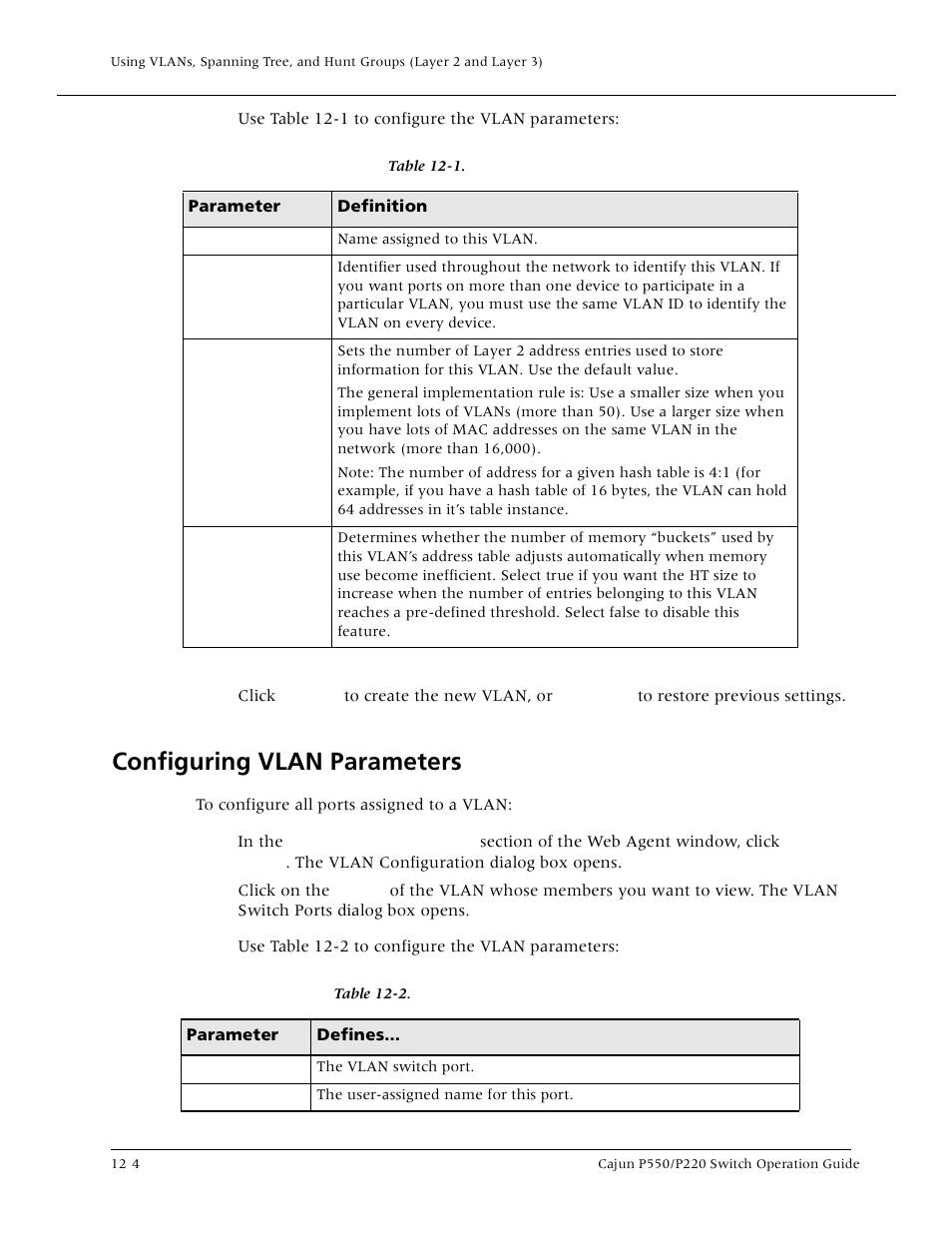 Configuring vlan parameters, Configuring vlan parameters -4 | Lucent Technologies P550 User Manual | Page 226 / 335