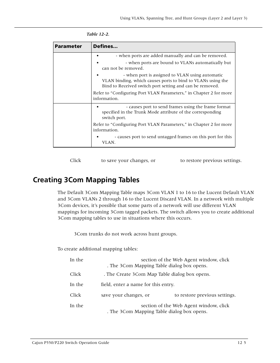 Creating 3com mapping tables, Creating 3com mapping tables -5 | Lucent Technologies P550 User Manual | Page 227 / 335