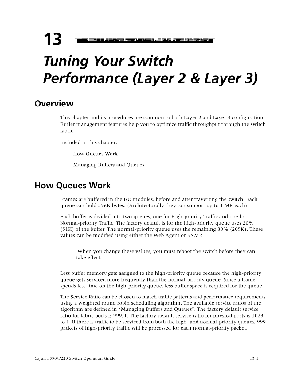 Tuning your switch performance (layer 2 & layer 3), How queues work, Overview -1 how queues work -1 | Overview | Lucent Technologies P550 User Manual | Page 237 / 335