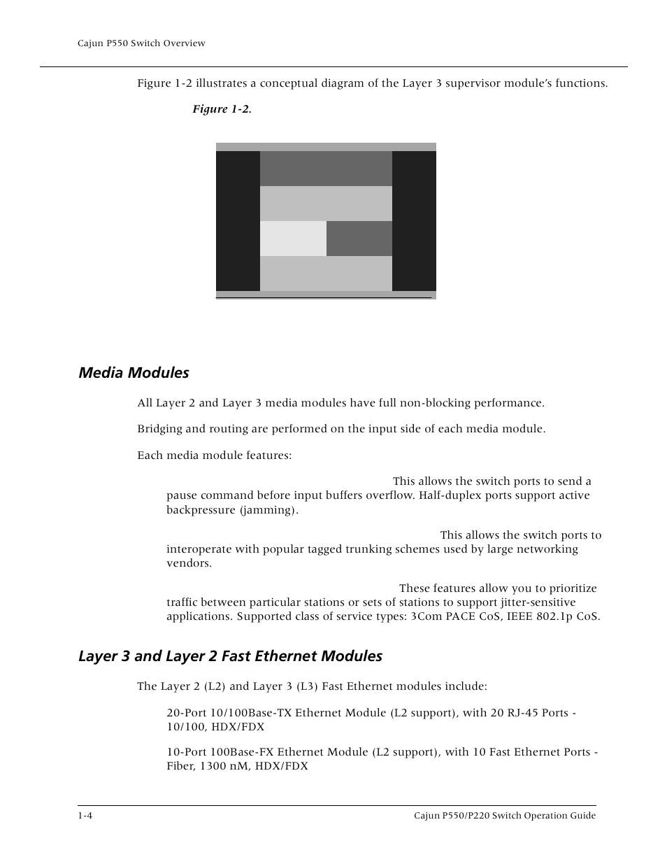 Media modules, Layer 3 and layer 2 fast ethernet modules | Lucent Technologies P550 User Manual | Page 24 / 335