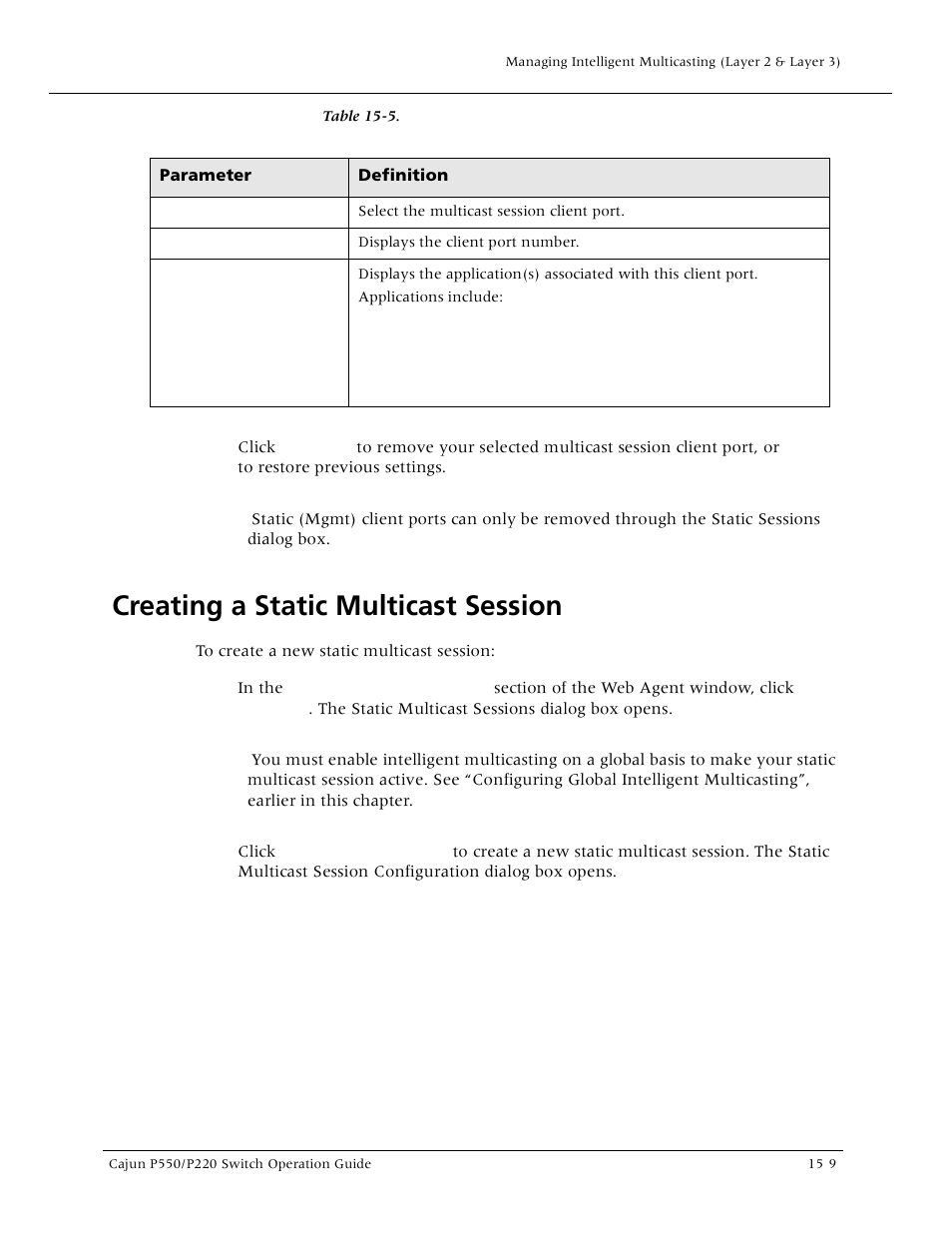Creating a static multicast session, Creating a static multicast session -9, Creating a static multicast sessio | Lucent Technologies P550 User Manual | Page 255 / 335