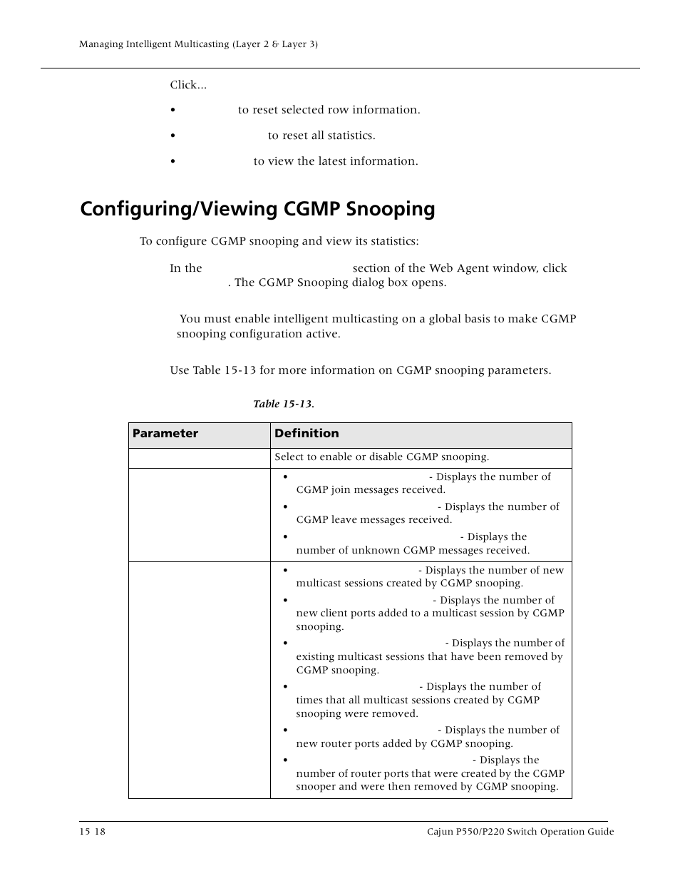 Configuring/viewing cgmp snooping, Configuring/viewing cgmp snooping -18 | Lucent Technologies P550 User Manual | Page 264 / 335