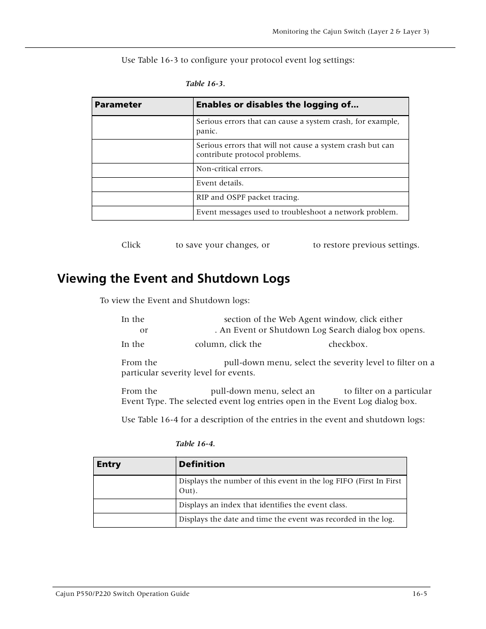 Viewing the event and shutdown logs, Viewing the event and shutdown logs -5 | Lucent Technologies P550 User Manual | Page 271 / 335