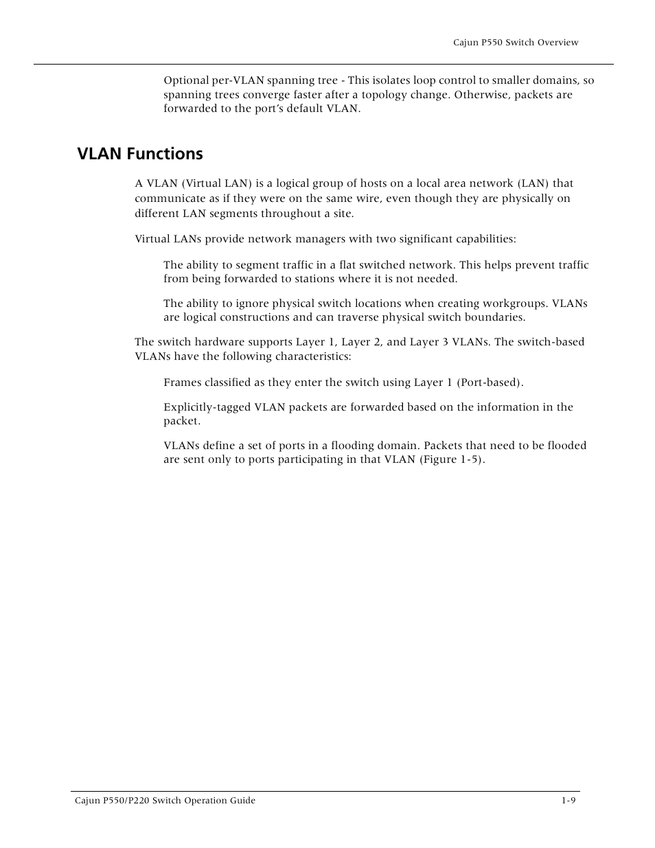 Vlan functions, Vlan functions -9 | Lucent Technologies P550 User Manual | Page 29 / 335