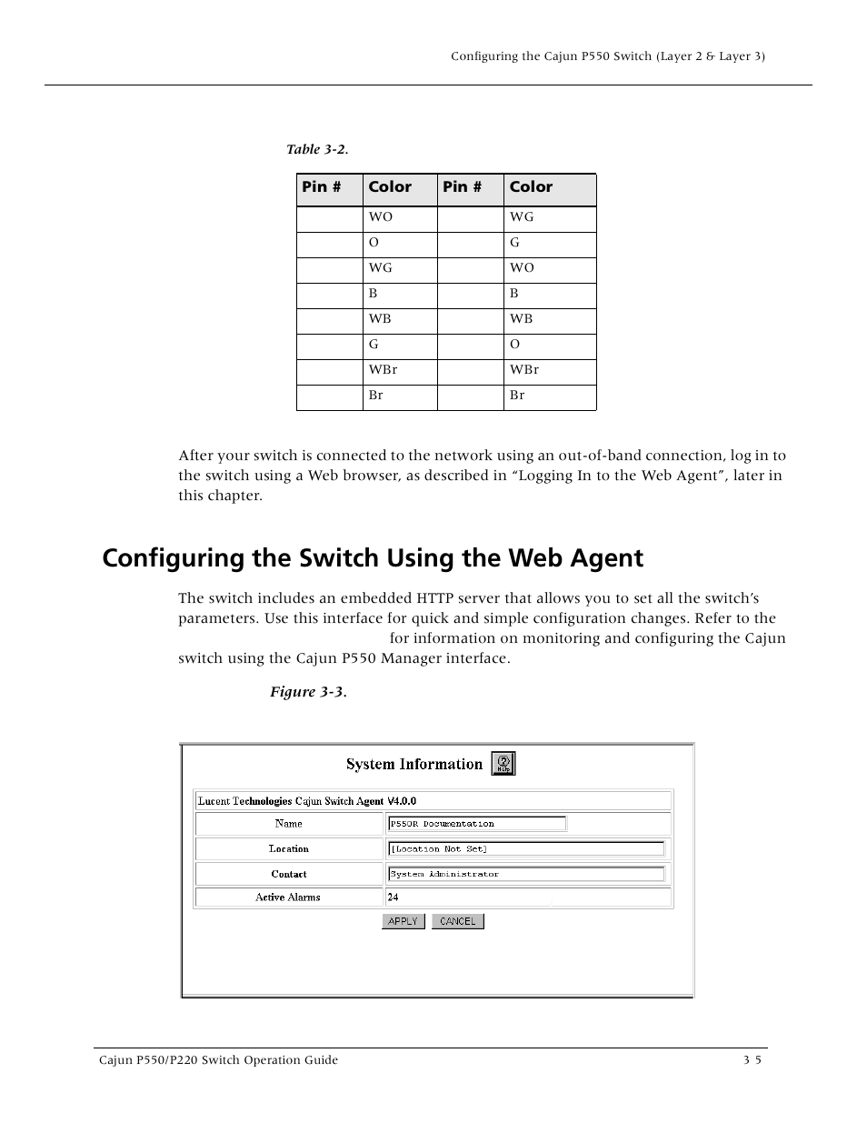 Configuring the switch using the web agent, Configuring the switch using the web agent -5 | Lucent Technologies P550 User Manual | Page 51 / 335