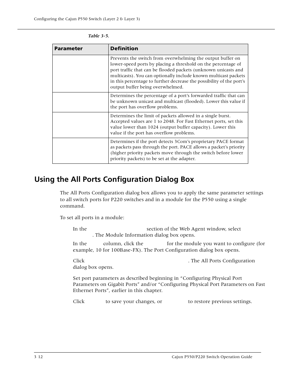 Using the all ports configuration dialog box, Using the all ports configuration dialog box -12 | Lucent Technologies P550 User Manual | Page 58 / 335