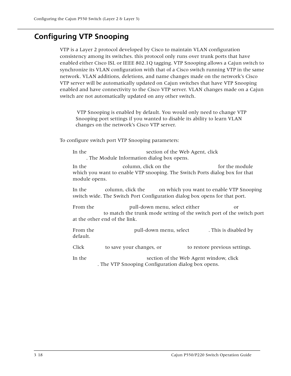 Configuring vtp snooping, Configuring vtp snooping -18 | Lucent Technologies P550 User Manual | Page 64 / 335