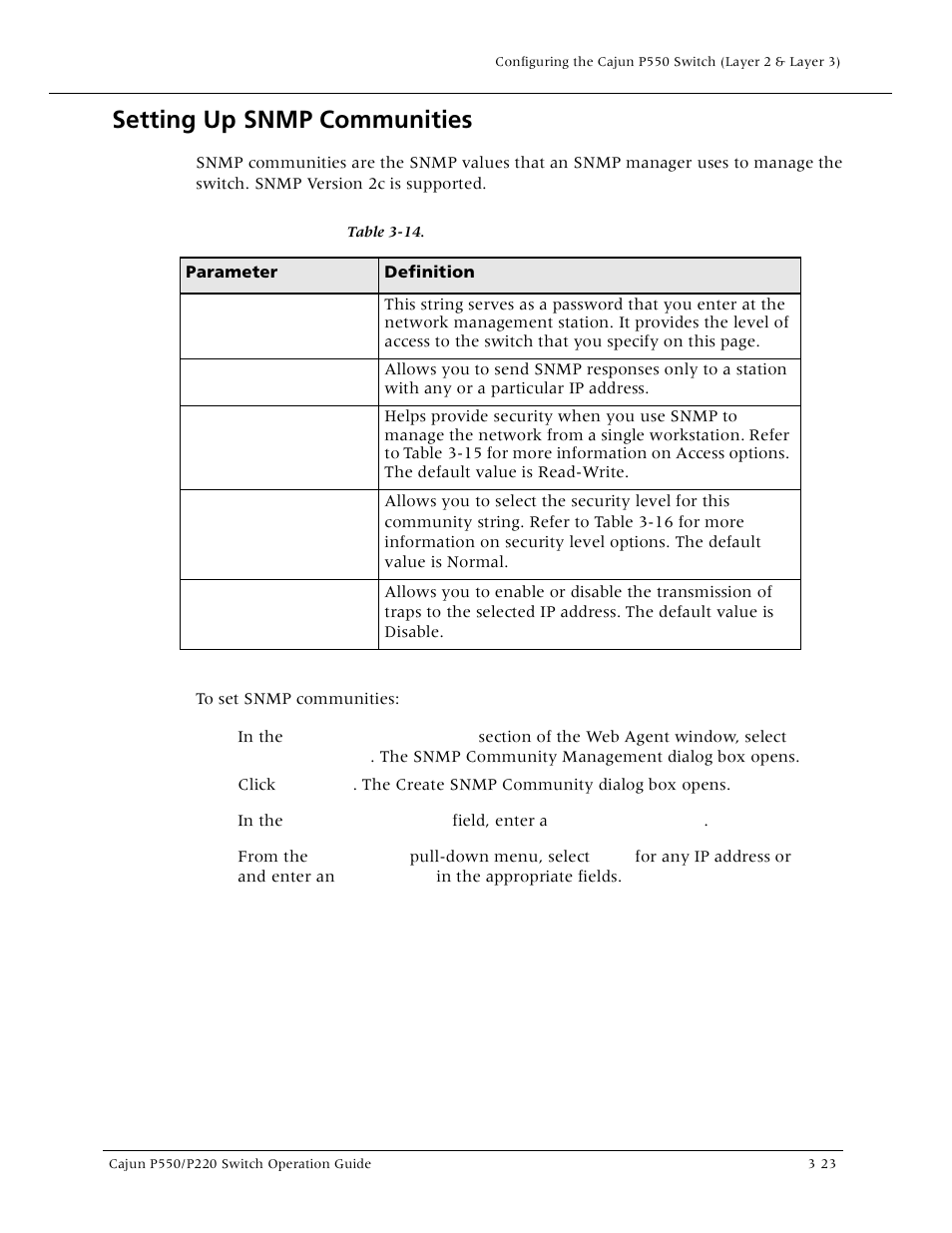 Setting up snmp communities, Setting up snmp communities -23 | Lucent Technologies P550 User Manual | Page 69 / 335