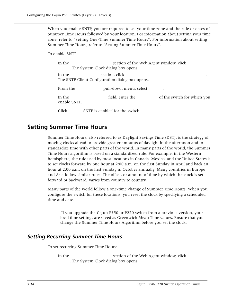 Setting summer time hours, Setting recurring summer time hours, Setting summer time hours -34 | Setting recurring summer time hours -34, Setting summer time hour | Lucent Technologies P550 User Manual | Page 80 / 335