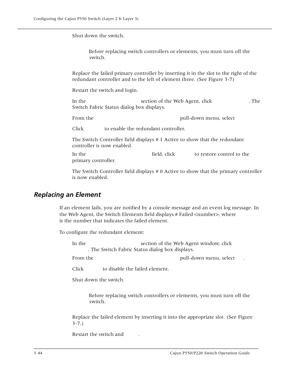 Replacing an element, Replacing an element -44 | Lucent Technologies P550 User Manual | Page 90 / 335