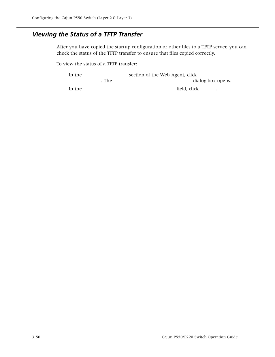 Viewing the status of a tftp transfer, Viewing the status of a tftp transfer -50 | Lucent Technologies P550 User Manual | Page 96 / 335