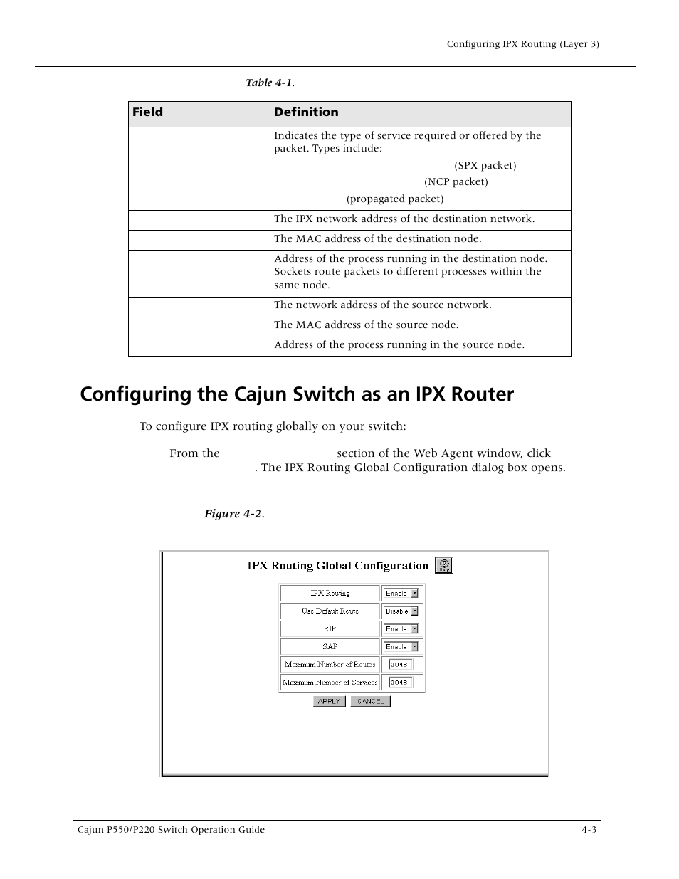 Configuring the cajun switch as an ipx router, Configuring the cajun switch as an ipx router -3 | Lucent Technologies P550 User Manual | Page 99 / 335